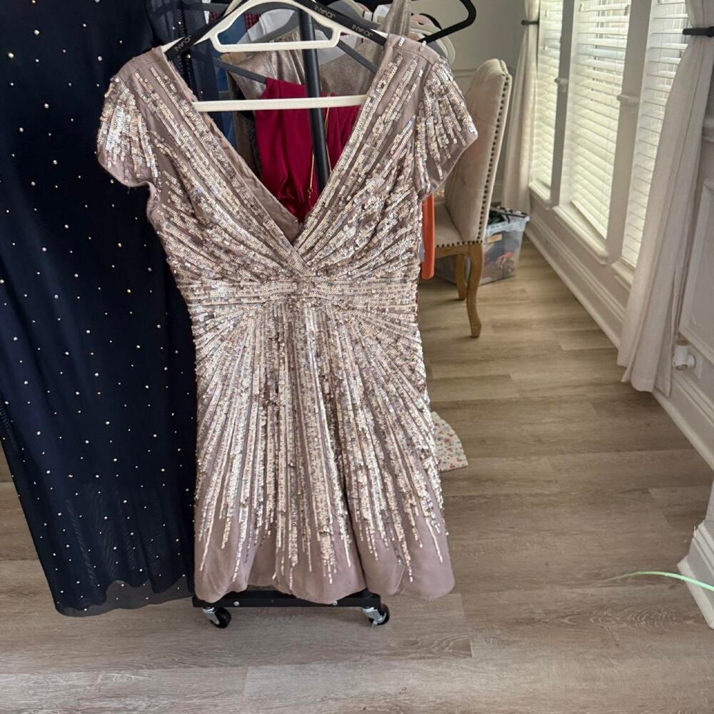 Jovani gold sequin silk mini dress - Picture 3 of 4